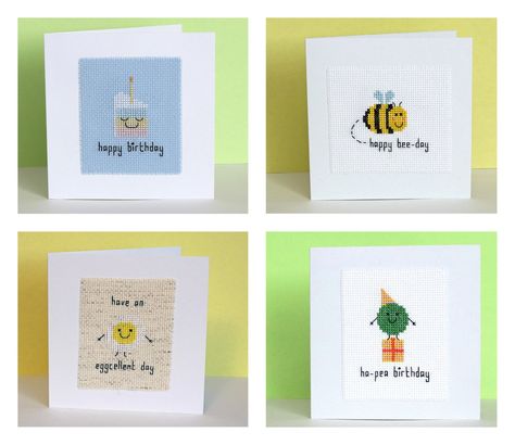 Birthday DIY Cards Cross Stitch Patterns Set Instant - Etsy UK Penguin Christmas Ornaments, Stitch Cards, Bee Day, Birthday Gift Tags, Stitch Gift, Types Of Stitches, Happy Birthday Greeting Card, Fourth Birthday, Cross Stitch Cards