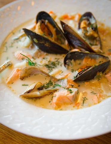 13 Hearty Seafood Soup Recipes To Warm Your Soul – Sizzlefish Cheddar Scones, Seafood Soup Recipes, Smoked Haddock, Irish Cooking, Irish Cuisine, Seafood Chowder, Carrots Celery, Seafood Stew, Double Cream