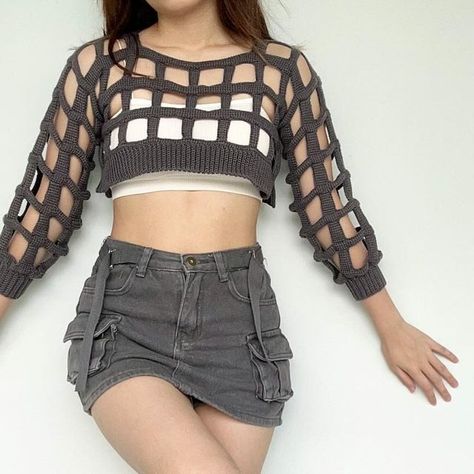 Crochet Sweater Pieces, Mesh Sweater Crochet Pattern, Mesh Sweater Crochet, Crochet Mesh Sweater, Crochet Coat Pattern, Crochet Caplet, Pullover Sweaters Pattern, Crochet Halter Top Pattern, Halter Top Pattern