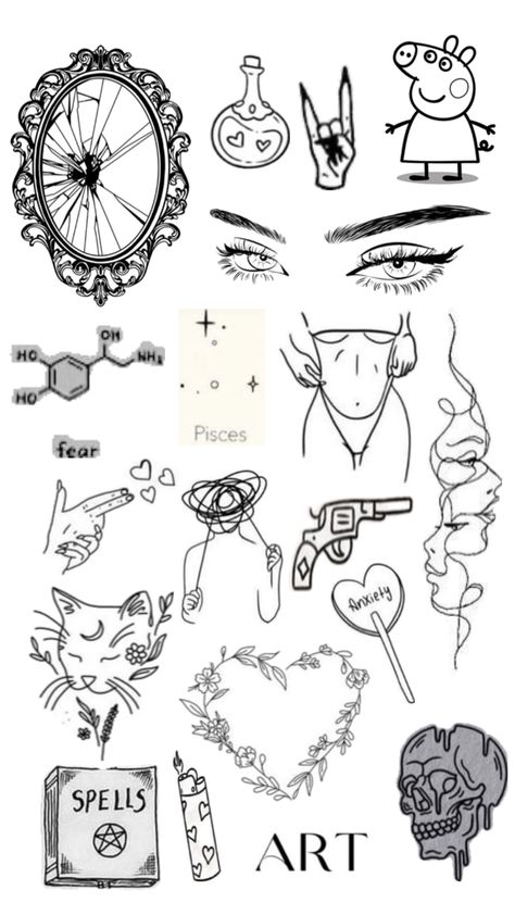 Tattoo Patchwork, Small Dope Tattoos, Easy Tattoos To Draw, Gothic Tattoos, Wrist Tattoo Designs, Unique Small Tattoo, Small Girly Tattoos, Grunge Tattoo, Patchwork Tattoo