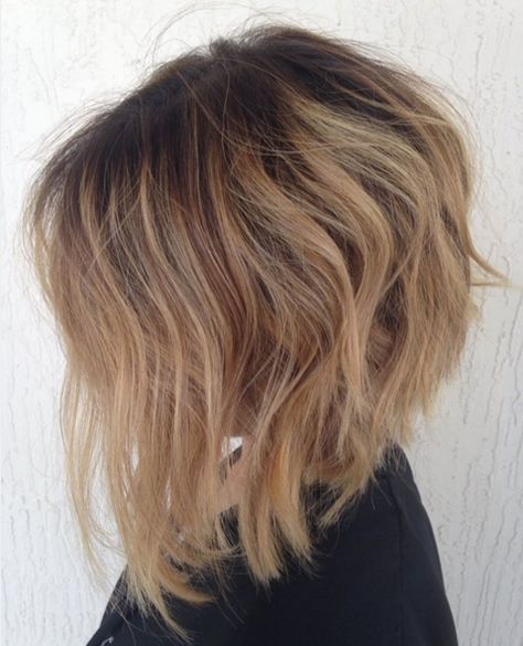 @inven's hand painted, honey blonde balayage is textured to perfection. We're loving this angled bob for a fresh, summery look on short hair. #avedacolor #angledbob #graduatedbob #styledbyaveda #shorthairstyle Warm Blonde Toner Formula, Hair Color Honey, Short Highlights, Honey Blonde Balayage, Balayage Hair Ash, Balayage Hair Caramel, Balayage Short, Honey Hair Color, Aveda Hair