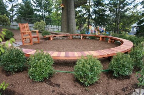 How cute is this for an outdoor classroom?  Love the "teacher" chair! Outdoor Learning Spaces, Outdoor Play Spaces, Sensory Garden, Outdoor Education, School Playground, Children's Garden, Natural Playground, Playground Design, Outdoor Classroom