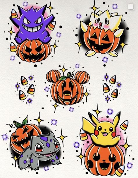 Halloween Bulbasaur Tattoo, Ghost Type Pokemon Tattoo, Pokemon Halloween Tattoo, Spooky Pokemon Tattoo, Pokemon Halloween Art, Halloween Pokemon Tattoo, Simple Pokemon Tattoo, Spooky Pokemon, Halloween Pokemon