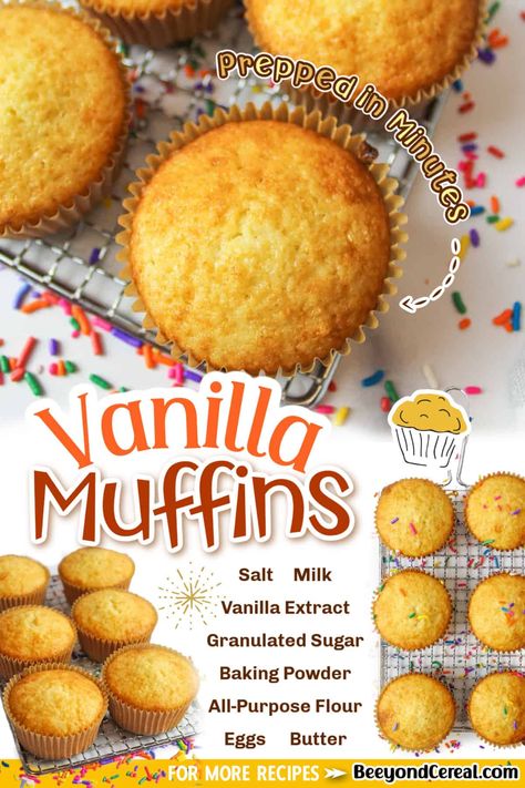 Easy Vanilla Muffins, French Vanilla Muffins, Vanilla Muffins Recipe, Mom Breakfast, Vanilla Muffins, Easy Baking Recipes Desserts, Make Ahead Meals, Easy Baking Recipes, Best Breakfast