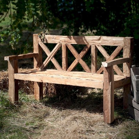 Rustic Outdoor Benches - Ideas on Foter Pallet Fire Pit, Rustic Outdoor Benches, Diy Benches, Outside Benches, Diy Bank, Outdoor Bench Seating, Rustic Outdoor Furniture, Garden Bench Diy, Wooden Benches