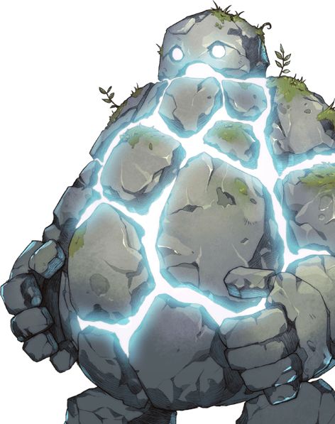 Tamed Guardian Giant Rock Monster, Fantasy Rock Creature, Rock Monster Art, Rock Creature Concept Art, Rock Monster Concept Art, Rock Golem Character Design, Nature God Character Design, Golem Aesthetic, Blue Light Drawing