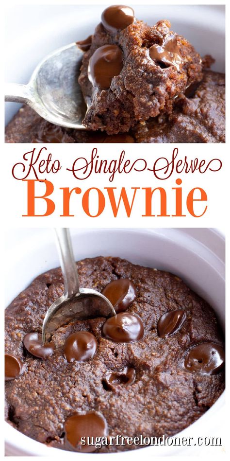 This sugar free mug brownie is super fudgy and chocolatey, keto friendly and gluten free. And best of all, it's cooks in the microwave in just 60 seconds. Almond Flour Brownie In A Mug, Healthy Brownie Mug Cake, Keto Restart, Keto Brownie In A Mug, Keto Mug Brownie, Low Carb Brownie In A Mug, Mug Brownie Recipes, Single Serve Brownie, Protein Sweets