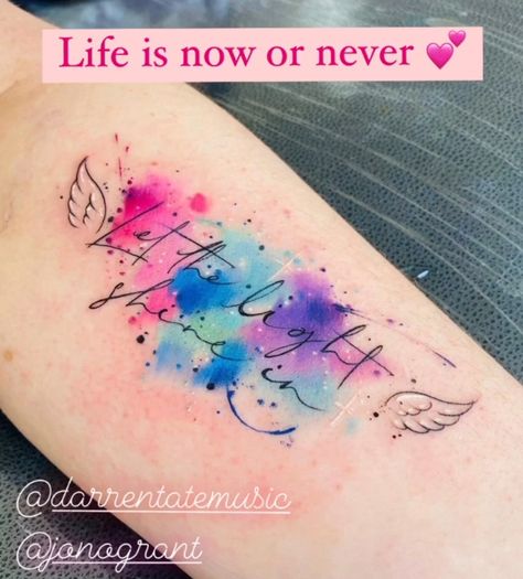 Watercolor Tattoo With Words, Watercolor Memorial Tattoo, Watercolor Tatoos, Soundwave Tattoo, Faith Tattoo Designs, Border Tattoo, Wheat Tattoo, Positivity Tattoo, Small Compass Tattoo