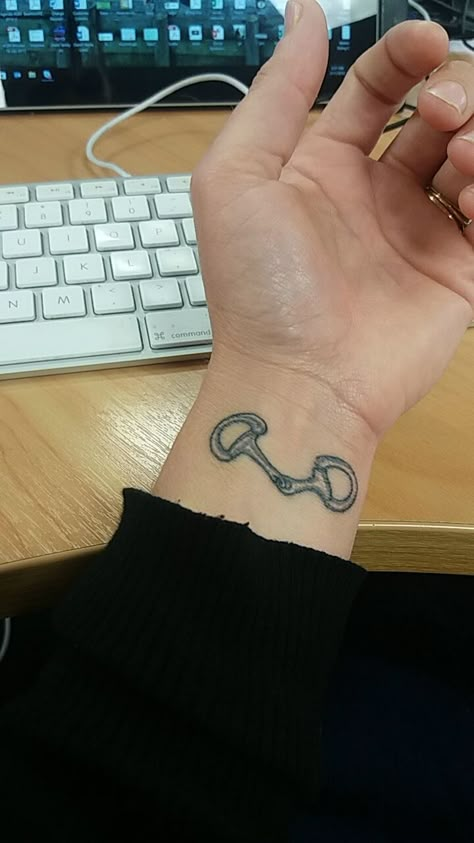 Horse Tattoo snaffle bit ink Snaffle Bit Tattoo, Small Horse Tattoos For Women, Horse Bit Tattoo, Equine Tattoo, Small Horse Tattoo, Tattoo Horse, Horse Tattoos, Horse Shoe Tattoo, Horse Tattoo Design