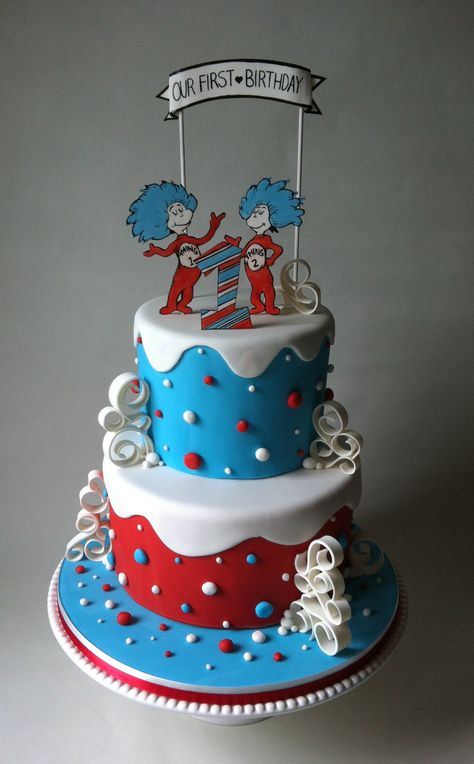 Birthday Cakes Thing One And Thing Two Birthday Cake, Thing 1 And Thing 2 Birthday Cake, Thing 1 And Thing 2 Birthday, Birthday Cake Ideas For Twins, 8 Birthday Cake, Birthday Cake Boy, Turtle Birthday Cake, Dr Seuss Cake, Second Birthday Cakes