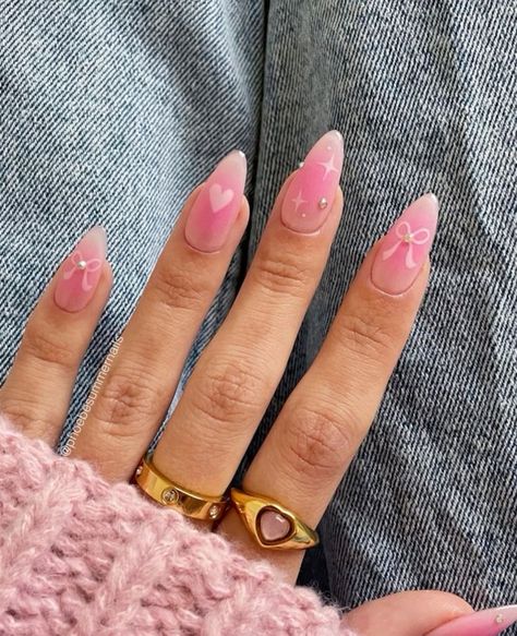 Nail Aesthetic, Light Pink Nails, Punk Nails, Airbrush Nails, Cute Spring Nails, Smink Inspiration, Blush Nails, Almond Nails Designs, Pink Nail