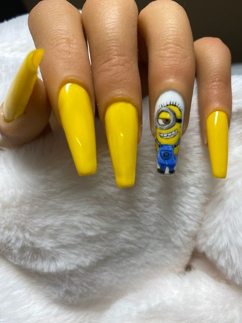 Minion Nail Art, Minion Nails, Fake Nails Designs, Orange Wood, Yellow Nails, Nail Sizes, Professional Nails, Nail Technician, How To Make Notes