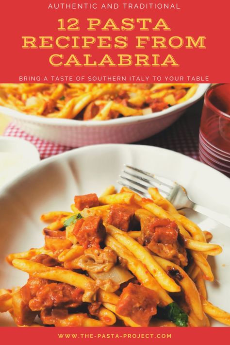 This collection of pasta recipes from Calabria in Southern Italy is just a sample of the tasty, hearty and filling dishes in the Calabrian cuisine. Authentic Italian pasta recipes for any occasion. #calabria #italianpasta #pastarecipes #authenticitalianpasta #thepastaproject Authentic Italian Pasta Recipes, Italian Pasta Recipes Authentic, Authentic Italian Pasta, Chili Pasta, Fish Pasta, Favorite Pasta Recipes, Traditional Italian Dishes, Easy Mediterranean Diet Recipes, Italian Recipes Traditional