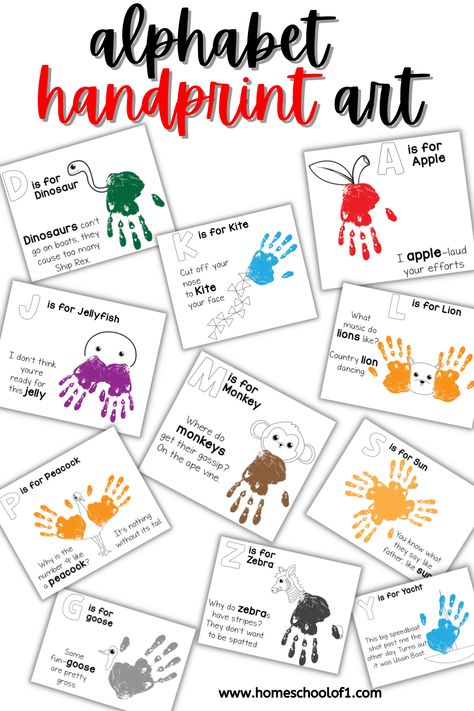 A-Z Alphabet Handprint Art - 26 Free Templates Alphabet Letter Handprints, Alphabet Hand Prints, Letter Hand Prints, Hand Print Letters Handprint Art, Letter A Crafts For Preschool Hand Prints, Alphabet Hand Print Art, Alphabet Book With Handprints, Pre K Handprint Art, Monthly Preschool Handprint Art