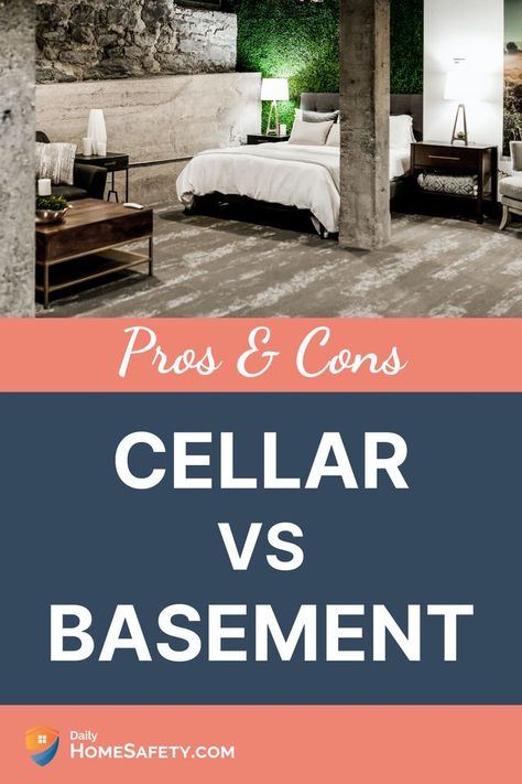 What’s the difference between a cellar and a basement? First, a cellar is deeper in the ground than a basement. Sometimes it's completely below ground level. On the other hand, basements have more than half of their heights above curb level. Also, a cellar is not considered a floor and it's used mainly for storage purposes. In contrast, a basement can be used as a habitable space, and has larger windows as well. #dailyhomesafety #cellarvsbasement #cellar #basement Cellar Stairs Ideas Basements, Brighten A Basement With No Windows, How To Make Basement Brighter, Seal Basement, Old Unfinished Basement, How To Make Unfinished Basement Nice, Cellar Basement, Split Entry, So Many Questions