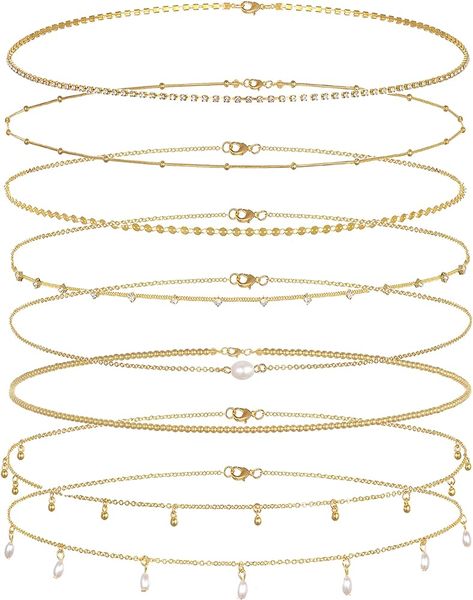 Amazon.com: Tornito 8Pcs Waist Belly Chain 18K Gold Plated CZ Heart Butterfly Pearl Snake Bead Sequin Paperclip Belly Chain Summer Beach Sexy Body Chains Jewelry Accessories for Women Adjustable : Clothing, Shoes & Jewelry Adjustable Clothing, Heart Butterfly, Body Chains, Belly Chain, Body Chain Jewelry, Chain Jewelry, Accessories For Women, Paper Clip, Chains Jewelry