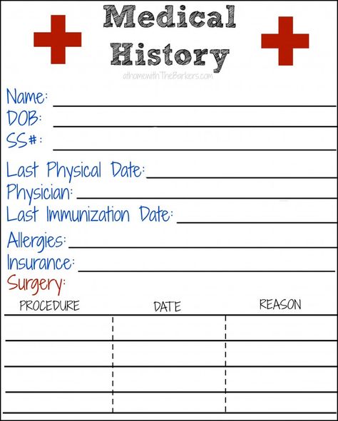 Medical History Free Printable Medical History Form, Medical Printables, Medical Binder Printables, History Wallpaper, Medical Binder, Emergency Binder, History Notes, History Classroom, History Quotes