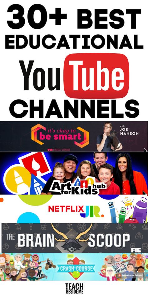 30 Best Educational YouTube Channels to Supplement Your Teaching - Teach Beside Me #youtube #educationalvideos Educational Channels On Youtube, Best Educational Youtube Channels, Homeschool Youtube Channels, Chrome Books, Free Educational Websites, Best Youtube Channels, Educational Youtube Channels, Learning Websites For Kids, Kids Youtube Channel