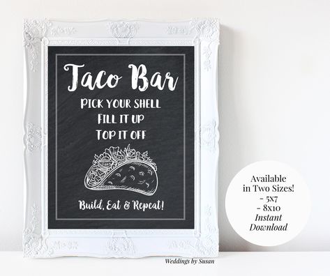 Halloween Baby Shower Theme, Taco Party, Graduation Signs, Taco Bar, Graduation Banner, Chalkboard Style, Printable Labels, Party Guests, Lets Celebrate