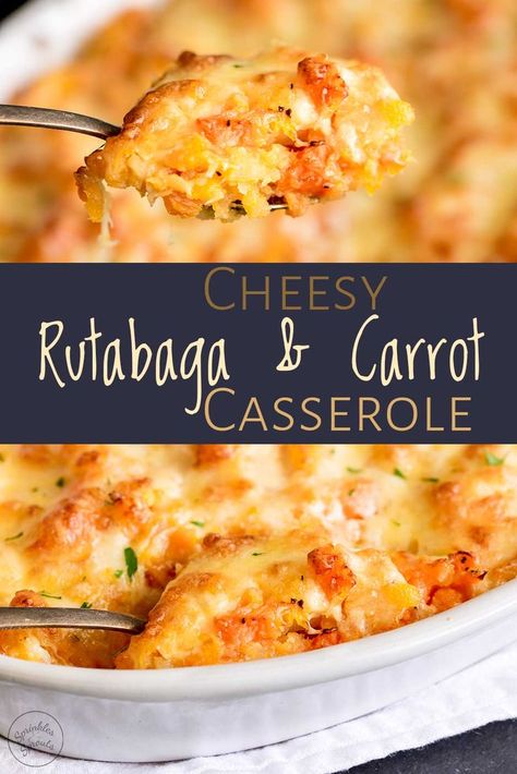 This easy Cheesy Rutabaga and Carrot Casserole makes the perfect make ahead side dish. A naturally gluten free dish that is pure comfort food; this lower carb mash can be made up to a day in advance and then finished in the oven when you are ready for dinner. If you are looking for unique side dishes this holiday season then this casserole is for you. Plus it is easy to make for a crowd so if you have a house full this Thanksgiving or Christmas give this a go! #thanksgivingcasserole #makeahead Rutabagas Recipe, Rutagaba Recipes, Rutabaga Carrot Casserole, Carrot And Turnip Casserole, Rutabaga And Cabbage Recipes, Rutabaga And Carrot Recipes, Canned Rutabaga Recipes, Carrot And Rutabaga Mash, Turnip Carrot Casserole