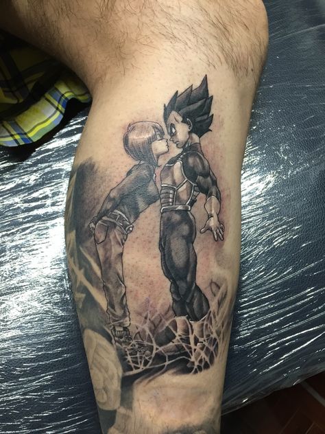 Vegeta Y Bulma Tattoo Pareja, Vegeta Tattoo Design, Marriage Tattoos, Dbz Tattoo, Vegeta And Bulma, Tattoos With Kids Names, Dragon Ball Tattoo, Whatsapp Wallpaper Cute, Naruto Tattoo