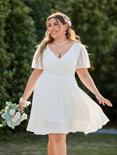 Civil Wedding Dresses Plus Size, Plus Size Civil Wedding Dress, Plus Size Wedding Dresses Short, Plus Size Wedding Dress Short, Short Dress Plus Size, Sunflower Shoot, White Dress Plus Size, Plus Size White Dress, Graduation Dress Plus Size