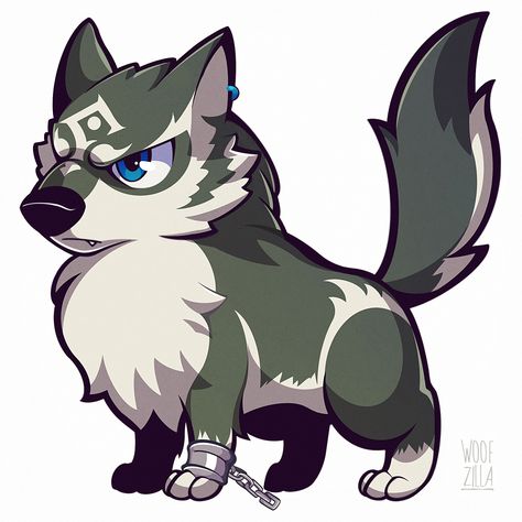 Kawaii Wolf Chibi, Wolf Link Tattoo, Chibi Wolf, Link Chibi, Zelda Artwork, Wolf Link, Legend Of Zelda Majora's Mask, Zelda Tattoo, Aphmau Fan Art