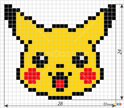 How to Draw Pikachu, Pixel Cartoons Pikachu Hama Beads, Pixel Art Pikachu, Pikachu Beads, Pikachu Pixel, Pikachu Cross Stitch Pattern, Pikachu Cross Stitch, Draw Pikachu, Pixel Art Animals, Pokemon Pixel Art