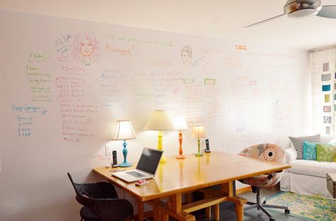 whiteboard wall Home Whiteboard, Board On Wall, Whiteboard Office, Diy Whiteboard, Whiteboard Paint, Dry Erase Paint, Big Home, Whiteboard Wall, Wall Writing