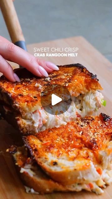 Crab Rangoon Cheesecake, Crab Rangoon Melt Sandwich, Crab Rangoon Sandwich, Crab Rangoon Grilled Cheese, Imitated Crab Recipes, Crab Sandwich Recipe, Keto Crab Rangoon, Crab Rangoon Pizza, Crab Rangoon Filling