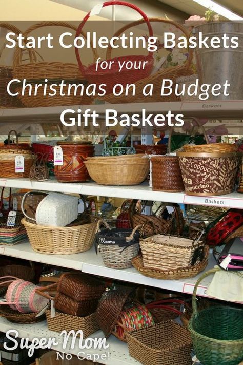 Start Collecting Baskets Now to have Christmas on a Budget Make Gift Baskets, Just Because For Him, Basket Upcycle, Matric Farewell, Baskets Ideas, Secret Sister, Upcycling Projects, Gift Making, Budget Gift