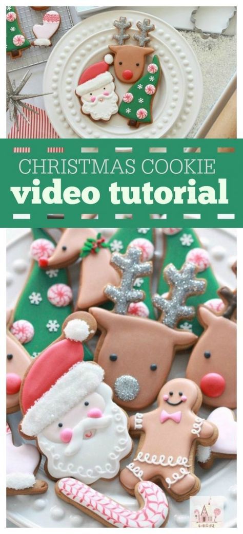 (Video) How to Decorate Christmas Cookies - Simple Designs for Beginners | Sweetopia Decorate Christmas Cookies, Royal Icing Christmas Cookies, Christmas Sugar Cookies Decorated, Decorate Christmas, Decorated Cookies Tutorial, Simple Video, Cake Decorating For Beginners, Frozen Cookies, Royal Icing Recipe