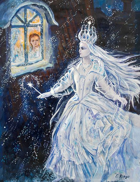 Elena Ringo Snow Queen Illustration, St Lucia Day, White Chocolate Peppermint, Frozen Queen, The Snow Queen, Snow Maiden, Winter's Tale, Chocolate Peppermint, Snow Queen