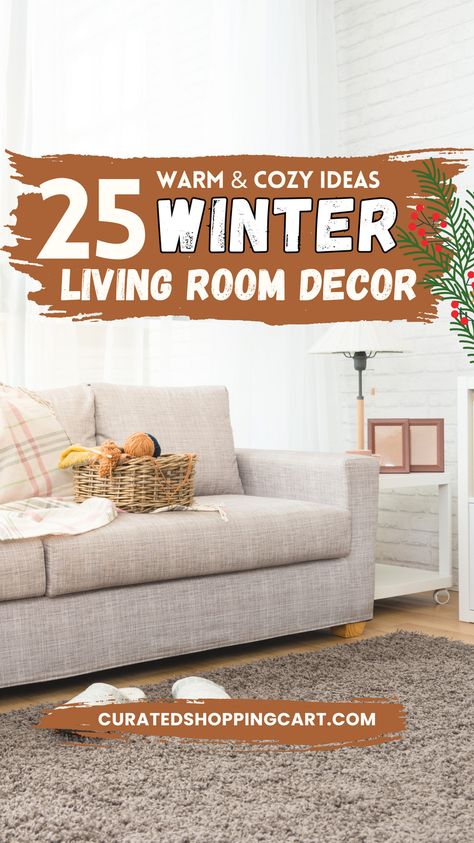 Cozy up your home with these 25 warm winter living room decorations! Learn how to layer textures, mix rustic & modern elements, & incorporate seasonal accents like fairy lights, plaid blankets, & pine cone decor. Perfect for creating a snug winter retreat, these easy-to-implement ideas will add warmth & style to your living room. Make your space inviting for the cold months ahead. Winter home design ideas, seasonal decorating tips, holiday decorating, cozy winter home ideas, winter design trends Patio Winter Decor, Cozy Winter Apartment, Cozy Winter Living Room, Cabin Living Room Decor, Winter Living Room Decor, Winter Decor Ideas, Cozy Winter Decor, Winter Living Room, Cabin Living Room