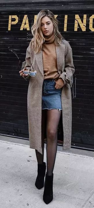 Rok Mini, Classy Winter Outfits, Chic Skirts, Trendy Skirts, Skirt Denim, Winter Outfit Inspiration, Winter Ideas, Winter Skirt, Street Style Trends