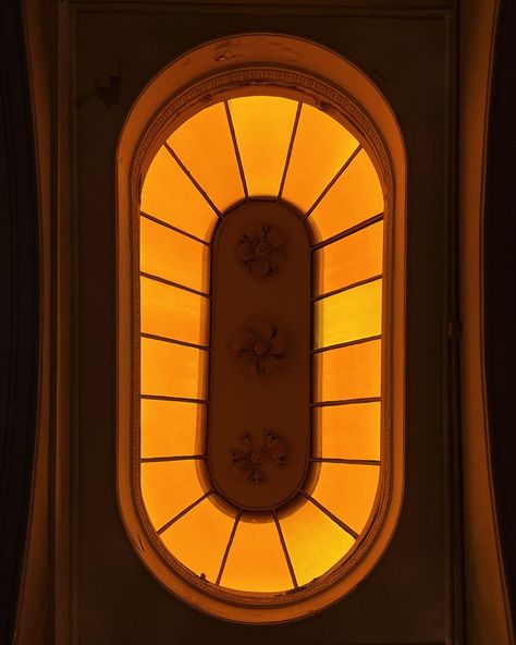 Orange coloured glass window photo looking above Orange Stained Glass Window, Coloured Glass Window, Stained Glass Photography, Glass Photography, Coloured Glass, Entrance Hall, Stained Glass Windows, Glass Window, Colored Glass