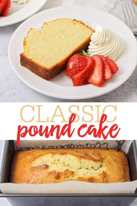 This deliciously easy pound cake is simply irresistible. It is moist, buttery, and will melt in your mouth! #poundcake #easypoundcake #cake #dessert #cakerecipe Pound Loaf Cake, Melting Pot Fondue, Cafe Shop Ideas, Desserts Finger Food, Classic Pound Cake Recipe, Classic Pound Cake, Best Pound Cake, Iced Cream, Best Pound Cake Recipe