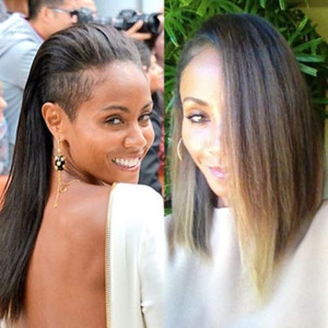 http://www.eonline.com/news/434648/jada-pinkett-smith-flaunts-new-haircut-see-the-pic Hair Shaved Sides, Long Hair Shaved Sides, Haircut Back View, Haircut Back, Hair Muse, Braids With Shaved Sides, Hype Hair, Half Shaved Hair, Shaved Side Hairstyles