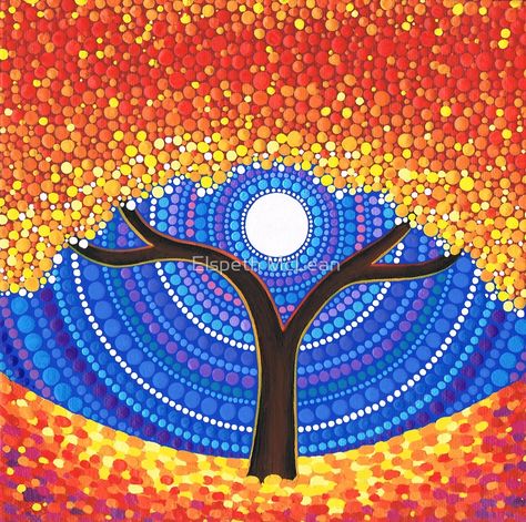 Autumn Moon by Elspeth McLean Elspeth Mclean, Autumn Moon, Stippling Art, Art Challenges, Mandala Doodle, Mandala Painted Rocks, Mandala Art Lesson, Happy Tree, Dot Mandala