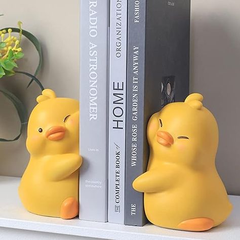 Duck Bookends, Resin Book, Animal Bookends, Bookshelf Decoration, Creative Bookshelves, Cute Hug, Desk Bookshelf, Decorative Bookends, Bookshelf Desk