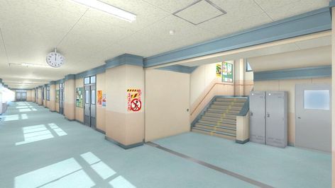 School Hallway, Casa Anime, Episode Interactive Backgrounds, School Hallways, Anime Places, App Ideas, Episode Backgrounds, Volleyball Workouts, School Celebration