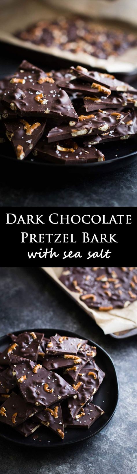 Chocolate Pretzel Bark, Pretzel Bark Recipes, Pretzel Bark, Dark Chocolate Bark, Salty Sweet Snacks, Dark Chocolate Recipes, Chocolate Bark Recipe, Sweet Ideas, Bark Recipe