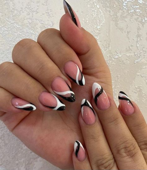 Simple Nail Art Ideas, Ballerina Acrylic Nails, Cowboy Nails, Stylish Nail Art, Black And White Nails, Simple Nail Art, Classy Acrylic Nails, Simple Nail, Nail Art Ideas