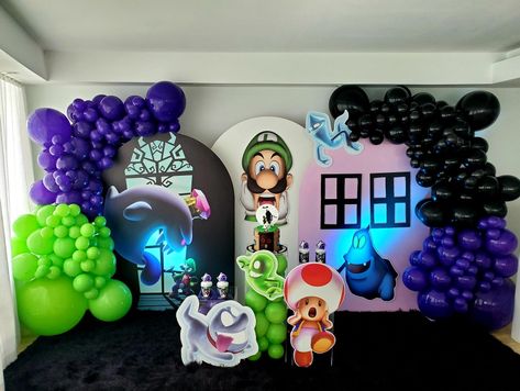 Birthday boy 
Luigi's mansion Luigi Mansion Halloween Decorations, Luigi’s Mansion Party Ideas, Luigi Mansion Party Decorations, Luigi Themed Birthday Party, Luigis Haunted Mansion Birthday, Luigi Haunted Mansion Party, Luigi’s Mansion Party, Luigi Party Ideas, Luigis Mansion Birthday