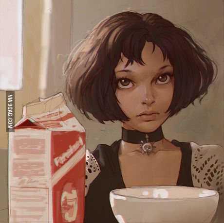 Fan art of Mathilda (Natalie Portman) from the movie Leon aka The Professional Ilya Kuvshinov, A Drawing, A Woman, Milk, Leon