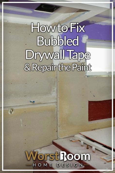 How to Fix Bubbled Drywall Tape & Repair the Paint How To Fix Bad Drywall Taping, How To Spackle Walls Drywall, How To Fix Drywall Tape Peeling, Fix Cracks In Wall, How To Mud And Tape Drywall, Drywall Tape Repair, Fixing Drywall, Plaster Tape, Peeling Wall