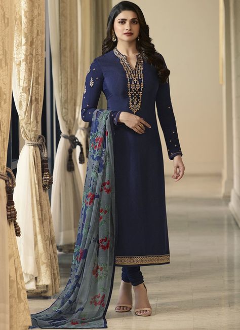 Indian Suits For Women, Bollywood Suits, Straight Cut Dress, Prachi Desai, Churidar Suits, Gaun Fashion, Printed Dupatta, Salwar Kamiz, Ethnic Dress