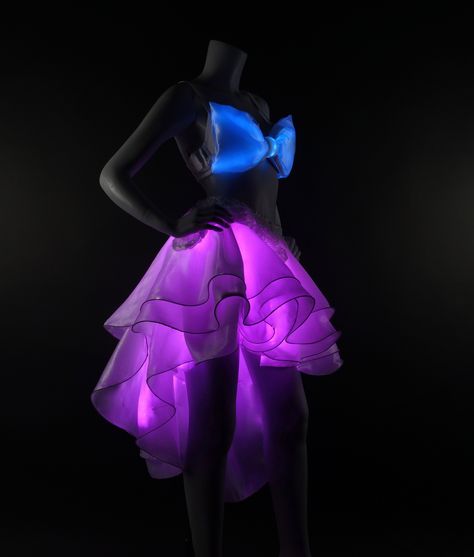 Glowing Clothes, Light Up Clothing, Glow In Dark Clothes, Glow In The Dark Clothes, Glow In The Dark Dress, Glow In The Dark Dress Neon, Led Light Dresses, Led Skirt, Hunger Games Outfits