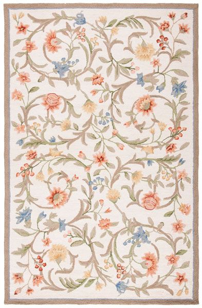 Rug HK248A - Chelsea Area Rugs by Safavieh Hand Hooked Wool Rug, Country Floral, Hand Hooked Rugs, Hooked Wool, Contemporary Bedroom Decor, Calming Colors, American Country, European Designs, Ivory Rug