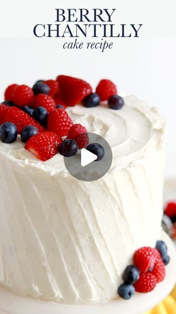 Whitney DePaoli | Sugar & Sparrow on Instagram: "BERRY CHANTILLY CAKE 🍓🫐🎂 I’m currently working on a sheet cake version of this beauty, inspired by the iconic @wholefoods Chantilly cake (iykyk 🙌🏼): layers of extra fluffy white cake, berry jam, Chantilly cream frosting, and fresh berries. It’s the perfect cake for Summer and that frosting is TOO TASTY. You’re gonna want to eat it straight out of the bowl 😋⁣
⁣⁣
Full recipe for this layer cake version is linked in my bio (or at sugarandsparrow.com/berry-chantilly-cake-recipe) + the sheet cake rendition is coming SOON! ⁣
⁣⁣
#berrychantillycake #whippedcreamfrosting #mascarpone #layercake #whitecake #berries #berrycake #cakedecorating #creamcheese #baking #bakefromscratch #vanillacake" Cake For Summer, Fluffy White Cake, Chantilly Cake Recipe, Berry Chantilly Cake, Chantilly Cake, Chantilly Cream, Sweetened Whipped Cream, Berry Jam, Berry Cake